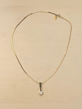 Park Lane Gold Drop Pendant Necklace with Clear Crystal
